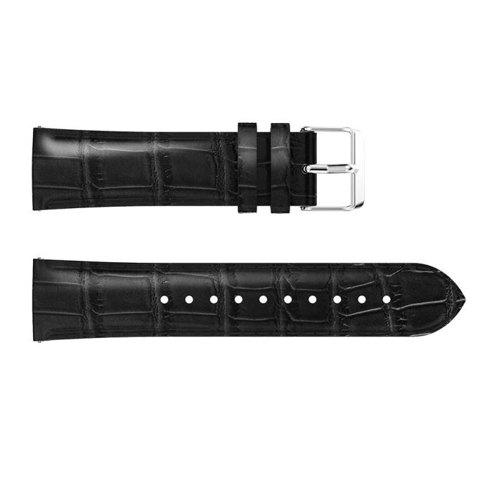 Bild 2, Äkta Läder Armband Krokodil Textur (20mm) - Svart