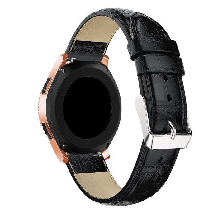 Bild 4, Äkta Läder Armband Krokodil Textur (20mm) - Svart