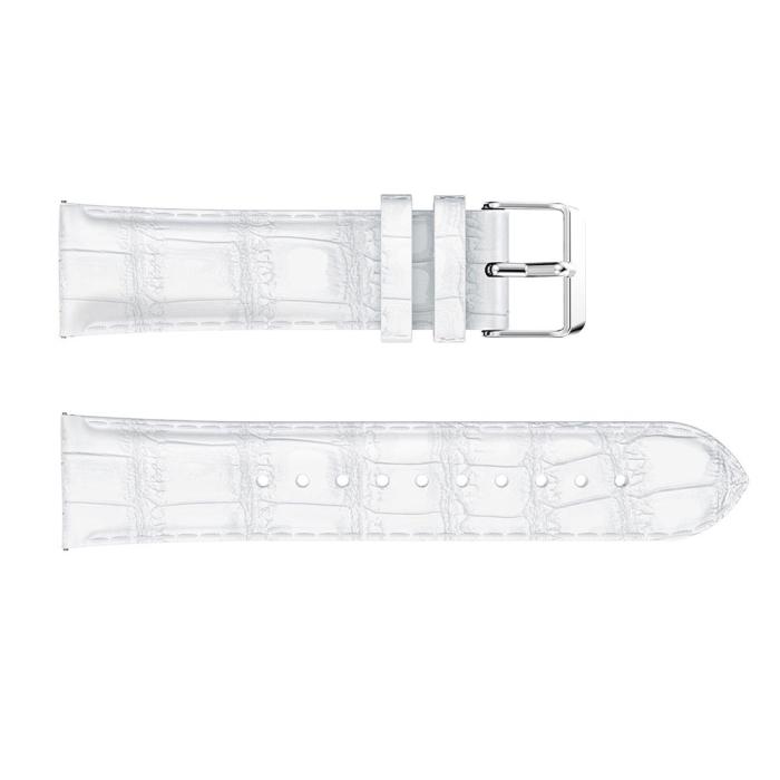Bild 2, Äkta Läder Armband Krokodil Textur (20mm) - Vit