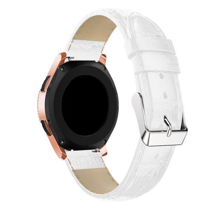 Bild 4, Äkta Läder Armband Krokodil Textur (20mm) - Vit
