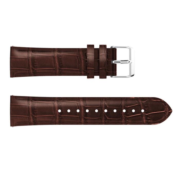Bild 2, Äkta Läder Armband Krokodil Textur (20mm) - Brun
