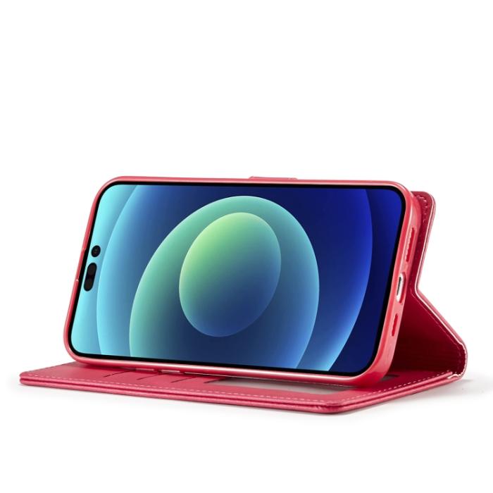 Bild 5, LC.IMEEKE iPhone 14 Pro Fodral Läder Röd/Rosa