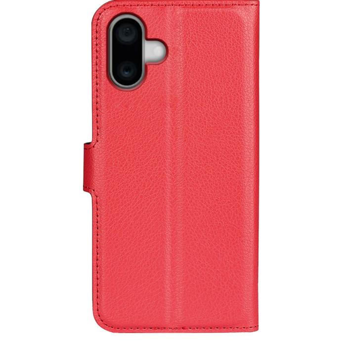 Bild 6, iPhone 16 Plus Fodral Litchi Läder Röd
