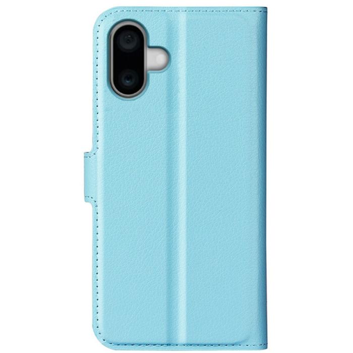 Bild 6, iPhone 16 Plus Fodral Litchi Läder Blå