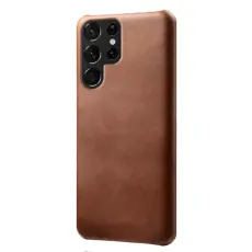 KSQ Samsung Galaxy S22 Ultra Skal Lädertäckt Brun