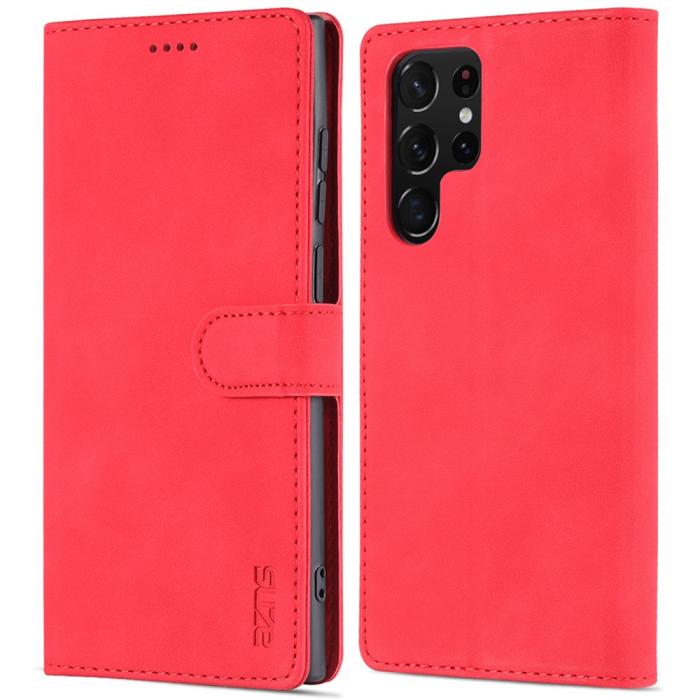 Bild 1, AZNS Samsung Galaxy S22 Ultra Fodral Läder Röd