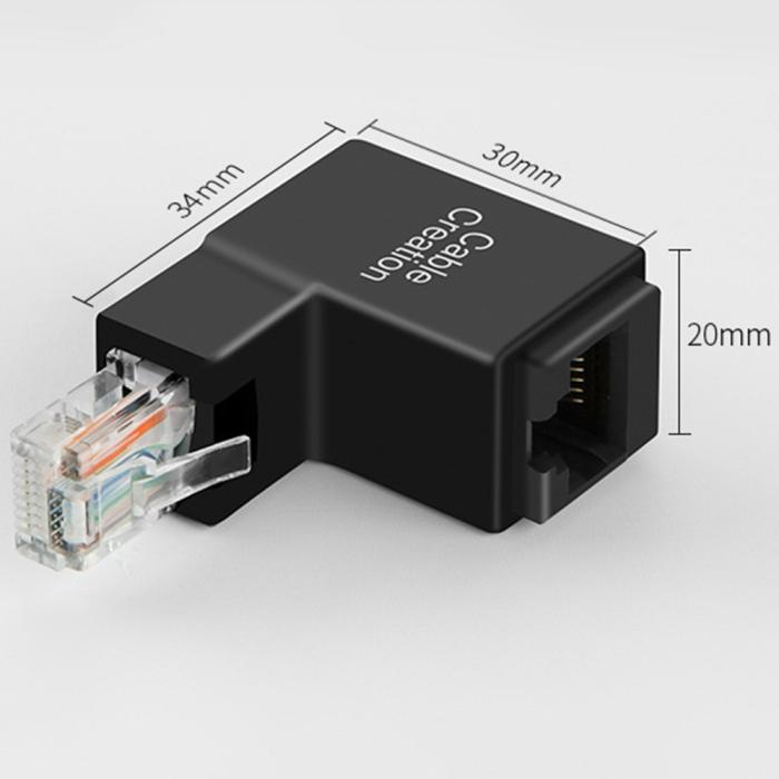 Bild 6, CableCreation 90 Graders RJ45 Ethernet Adapter Svart