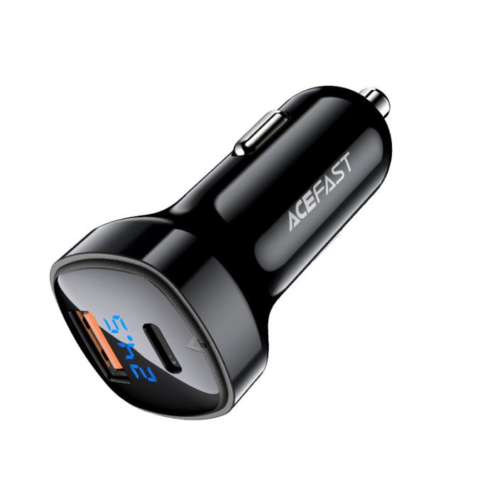 Bild 2, Acefast 66W PD PPS QC Billaddare USB-C / USB-A Svart