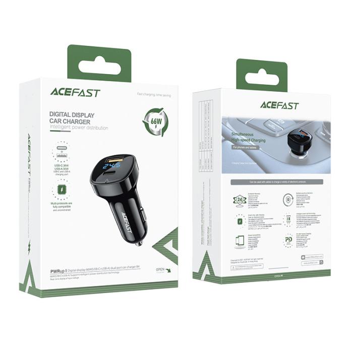Bild 6, Acefast 66W PD PPS QC Billaddare USB-C / USB-A Svart