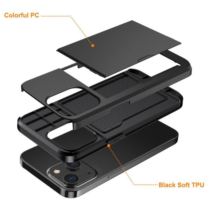 Bild 5, iPhone 15 Skal Hybrid Med Kortfack Svart