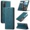CASEME Samsung Galaxy S21 FE Fodral Retro Flip Läder Blå/Grön