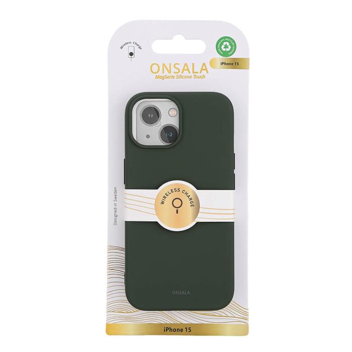 Bild 2, ONSALA iPhone 15 MagSafe Skal Med Silikonyta Olivgrön