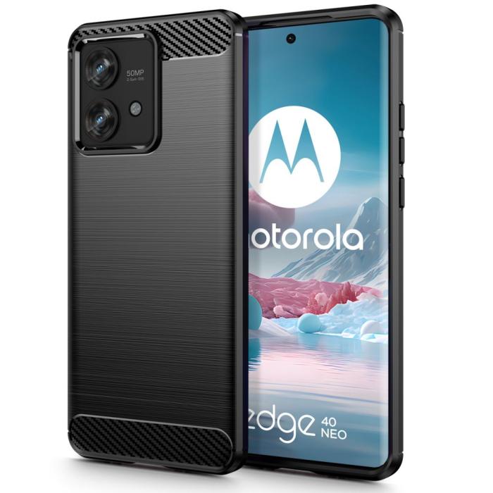 Bild 1, Tech-Protect Motorola Edge 40 Neo Skal Borstad Stål Textur Svart