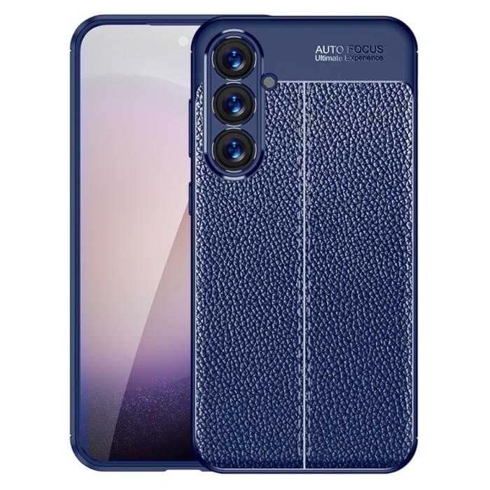 Bild 1, Samsung Galaxy S24 Plus Skal Litchi Textur Blå