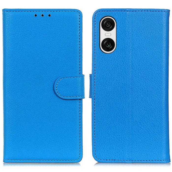 Bild 1, Sony Xperia 10 VI Litchi Läder Fodral Blå