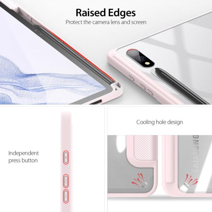 Bild 3, DUX DUCIS Galaxy Tab S9 Plus Fodral TOBY Tri-Fold Rosa