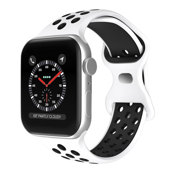 Bild 2, Sportarmband Dual-Color Apple Watch 41/40/38 mm (S/M) Vit/Svart