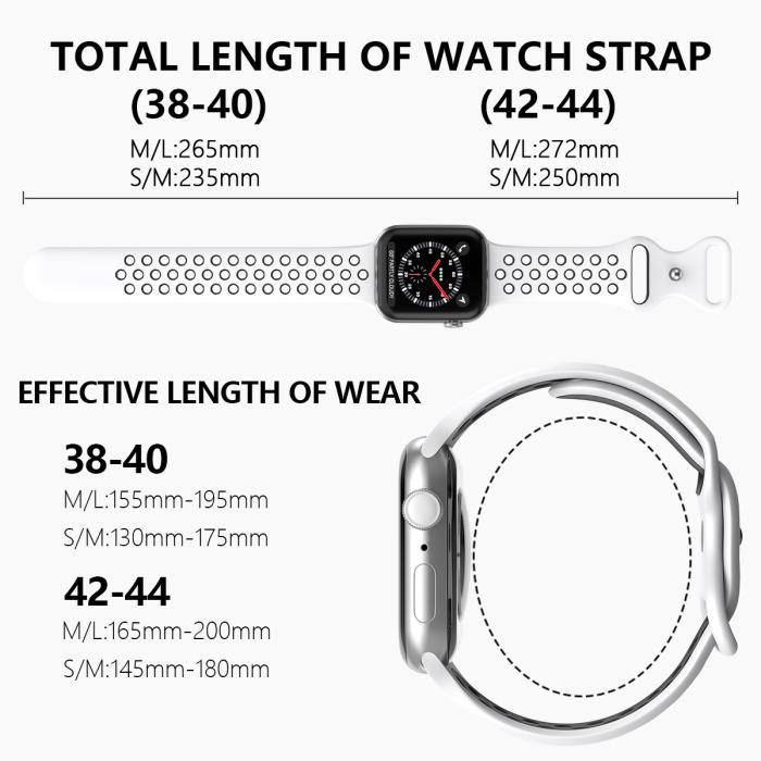 Bild 4, Sportarmband Dual-Color Apple Watch 41/40/38 mm (S/M) Vit/Svart