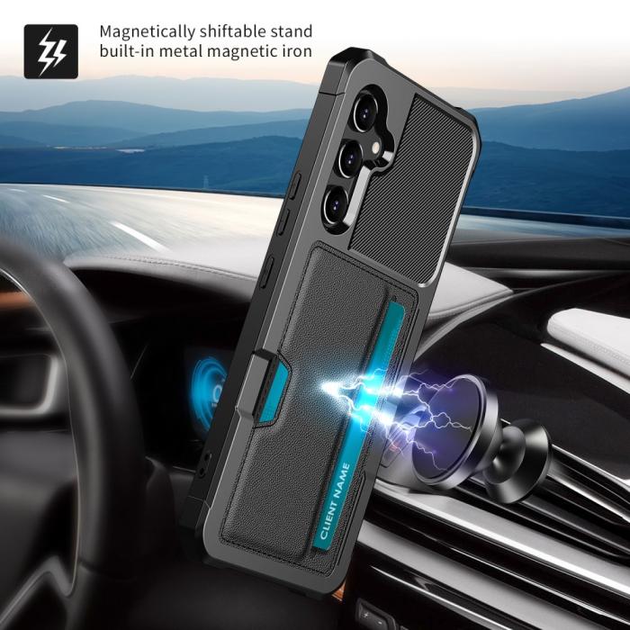 Bild 6, Samsung Galaxy S25 Skal Med Kortfack Läder Svart