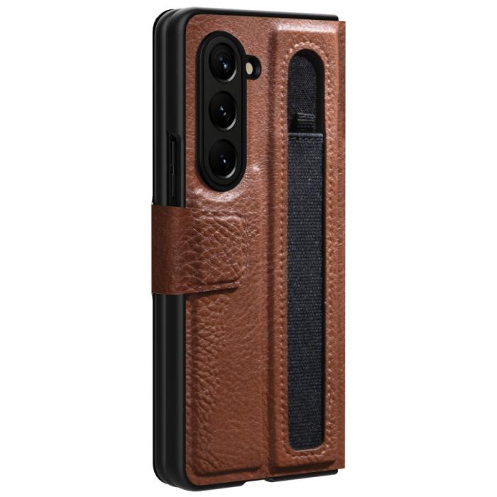 Bild 4, NILLKIN Galaxy Z Fold 5 Skal Leather Pen Brun