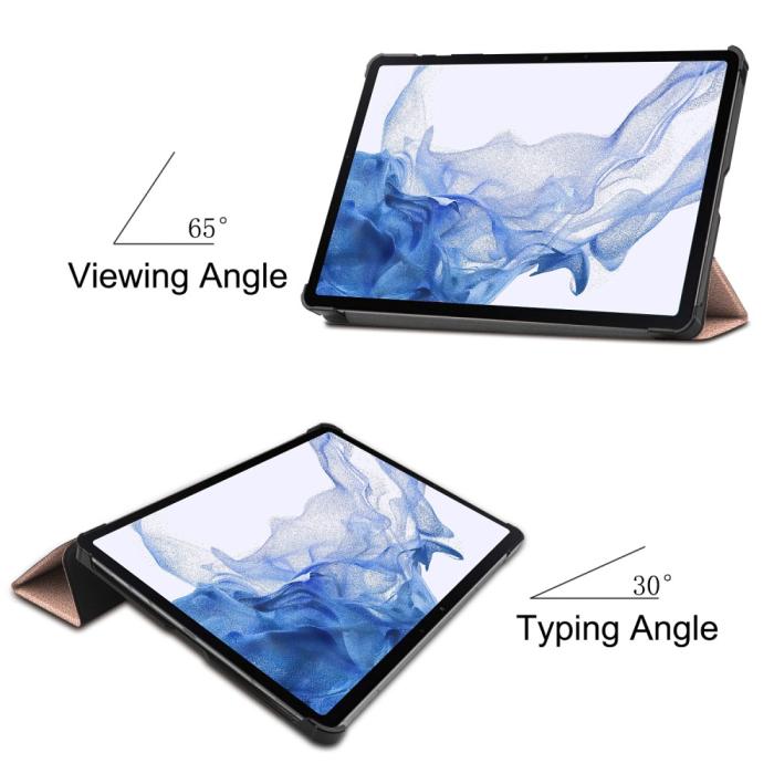 Bild 6, Samsung Galaxy Tab S9 Fodral Tri-Fold Läder Roséguld