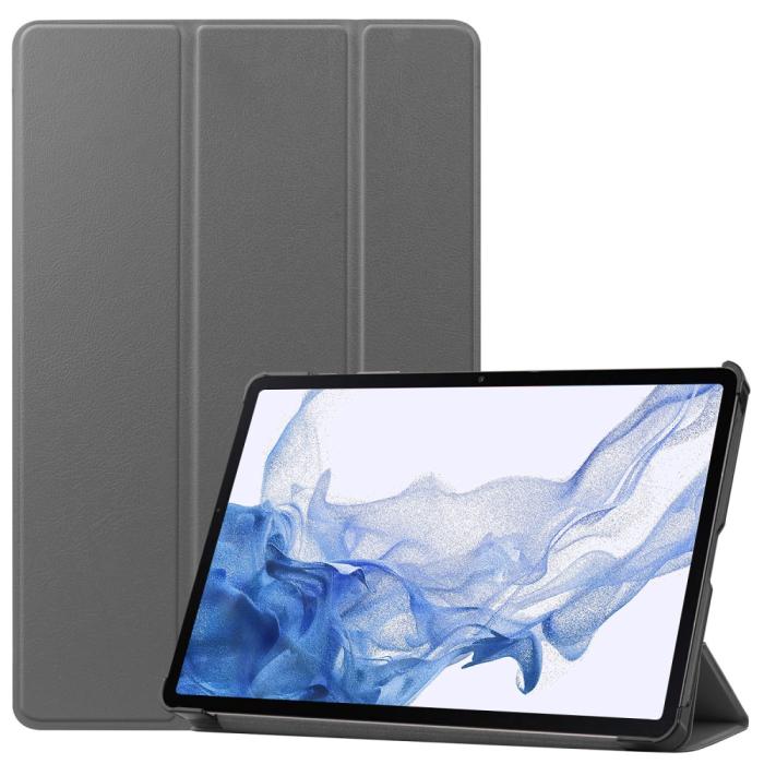 Bild 1, Samsung Galaxy Tab S9 Fodral Tri-Fold Läder Grå