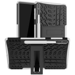 Samsung Galaxy Tab S7 Plus / Tab S8 Plus Skal Rugged Kickstand Armor Vit