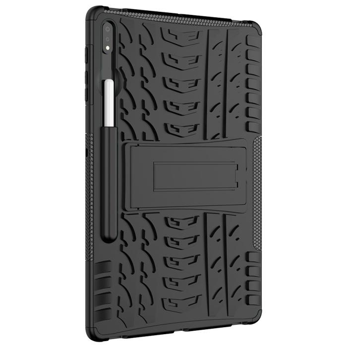 Bild 3, Samsung Galaxy Tab S7 Plus / Tab S8 Plus Skal Rugged Kickstand Armor Svart