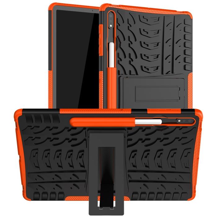 Bild 1, Samsung Galaxy Tab S7 Plus / Tab S8 Plus Skal Rugged Kickstand Armor Orange