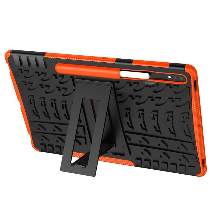 Bild 2, Samsung Galaxy Tab S7 Plus / Tab S8 Plus Skal Rugged Kickstand Armor Orange