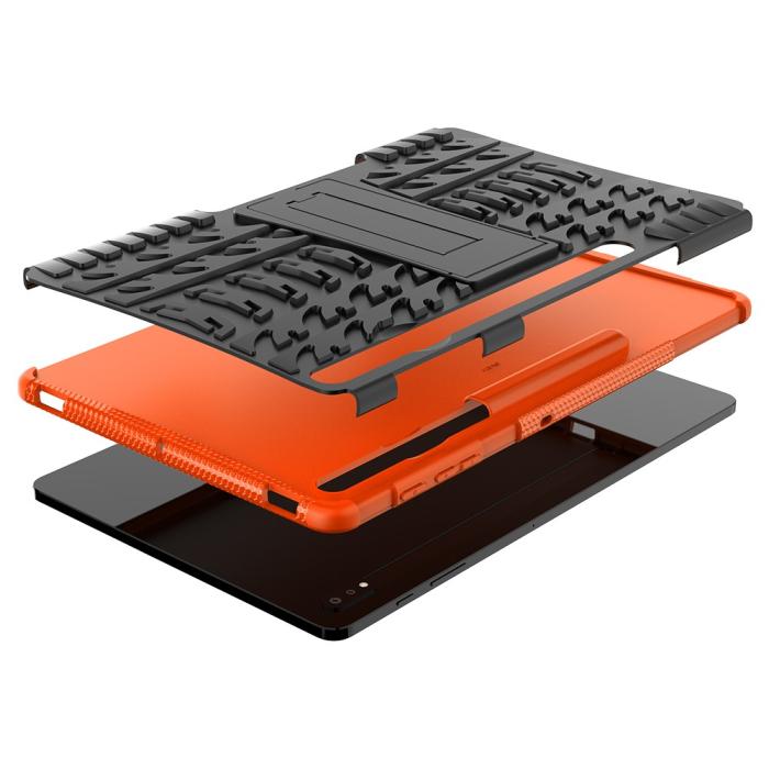 Bild 3, Samsung Galaxy Tab S7 Plus / Tab S8 Plus Skal Rugged Kickstand Armor Orange