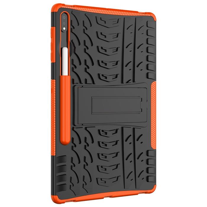 Bild 5, Samsung Galaxy Tab S7 Plus / Tab S8 Plus Skal Rugged Kickstand Armor Orange