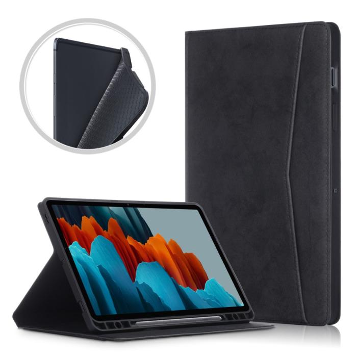 Bild 1, Samsung Galaxy Tab S7 / Tab S8 - Fodral Med Frontficka Och Pennhållare - Svart