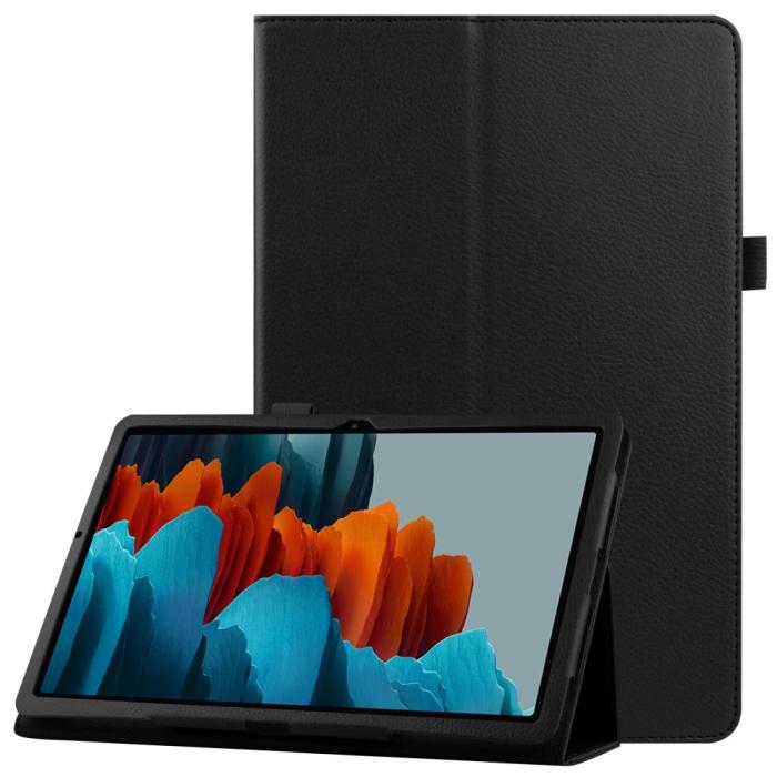 Bild 1, Samsung Galaxy Tab S7 Plus / Tab S8 Plus Litchi Läder Fodral Svart