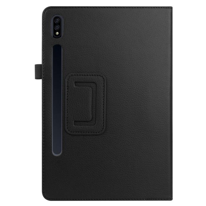 Bild 2, Samsung Galaxy Tab S7 Plus / Tab S8 Plus Litchi Läder Fodral Svart