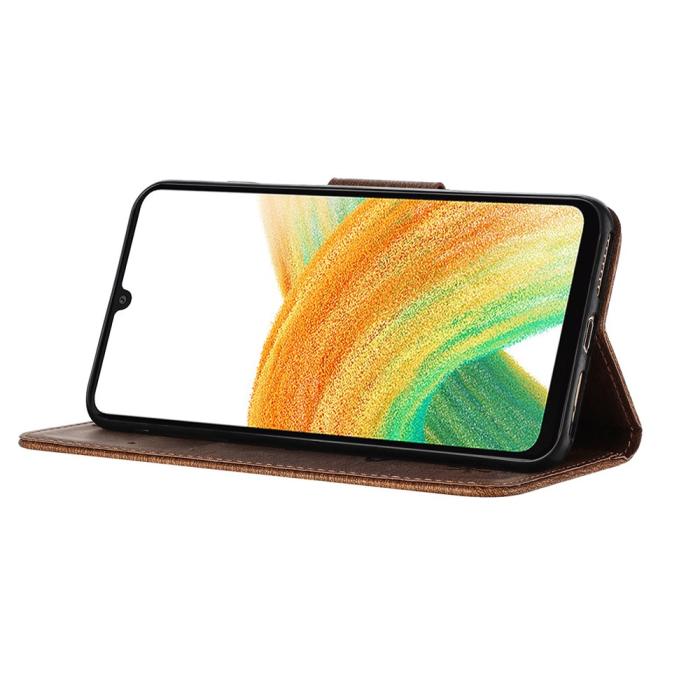Bild 3, Samsung Galaxy A27 5G Fodral Läder Fjärilar Brun
