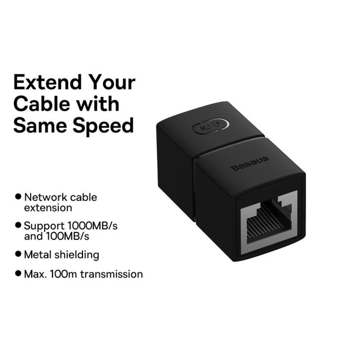 Bild 3, Baseus AirJoy RJ45 Adapter Nätverkskabel 1 Gbit/s Svart
