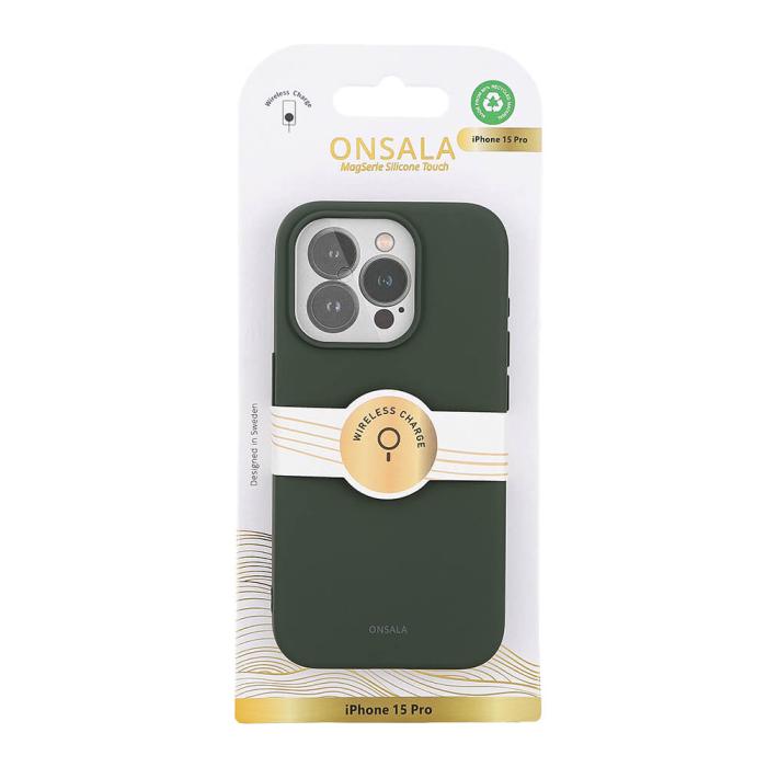 Bild 2, ONSALA iPhone 15 Pro MagSafe Skal Med Silikonyta Olivgrön