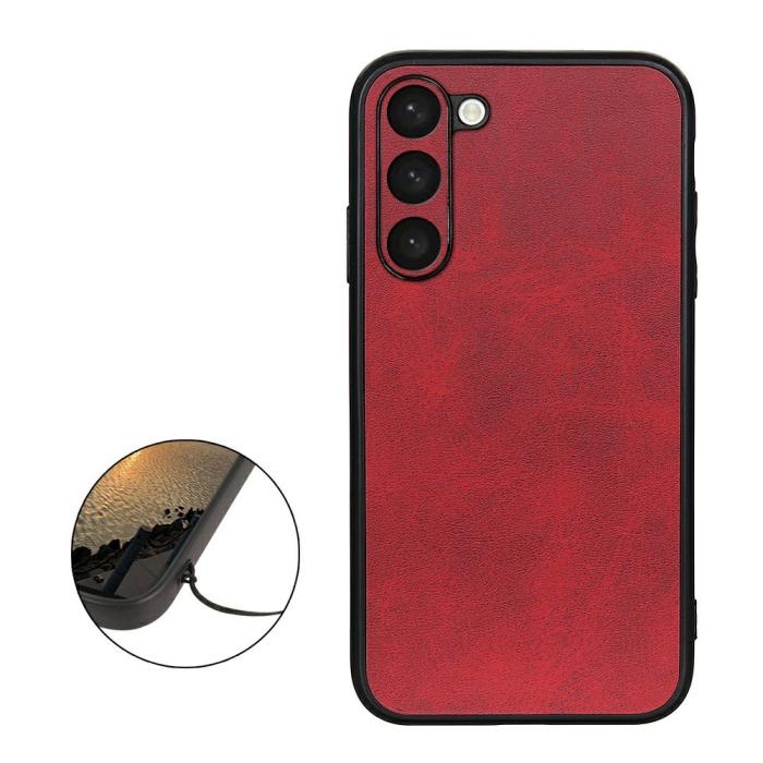 Bild 2, Samsung Galaxy S23 Plus Skal Läderbelagt Röd