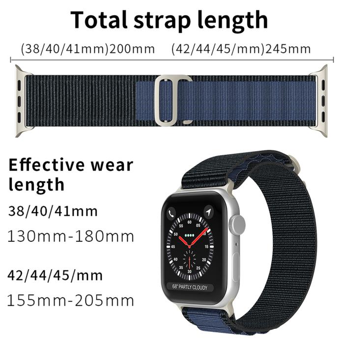 Bild 4, Apple Watch 42/44/45/49 mm Armband Alpine Pro Loop Svart/Midnight Blue