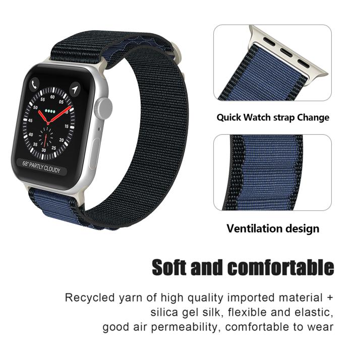 Bild 5, Apple Watch 42/44/45/49 mm Armband Alpine Pro Loop Svart/Midnight Blue