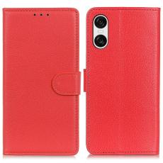 Sony Xperia 10 VI Litchi Läder Fodral Röd