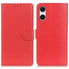 Sony Xperia 10 VI Litchi Läder Fodral Röd