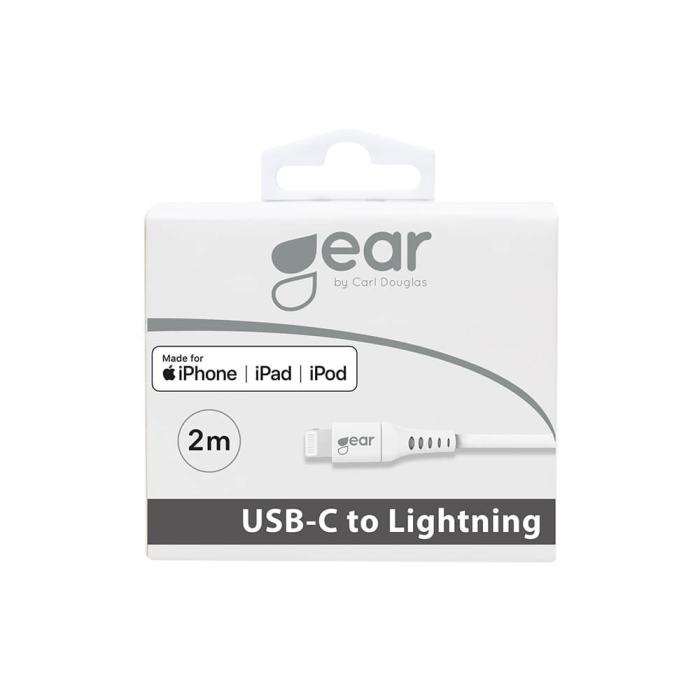 Bild 2, GEAR 18W Laddkabel MFi USB-C - Lightning 2m Vit