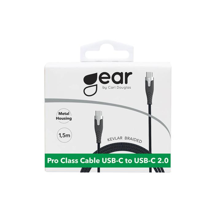Bild 2, GEAR Laddkabel PRO USB-C - USB-C 1.5m Kevlarkabel Svart