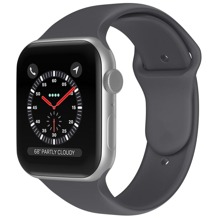 Bild 2, Apple Watch 42/44/45/49 mm Silikon Armband (M/L) Mörk Grå