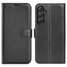 Samsung Galaxy A55 5G Fodral Litchi Läder Svart