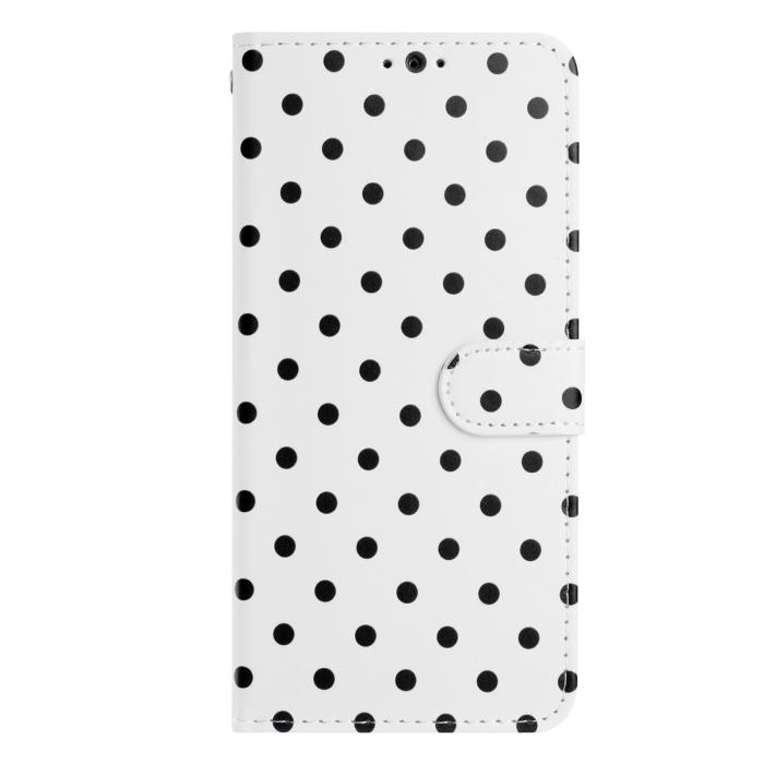 Bild 3, Motorola Edge 70 Fodral Polka Dot Läder Vit / Svart