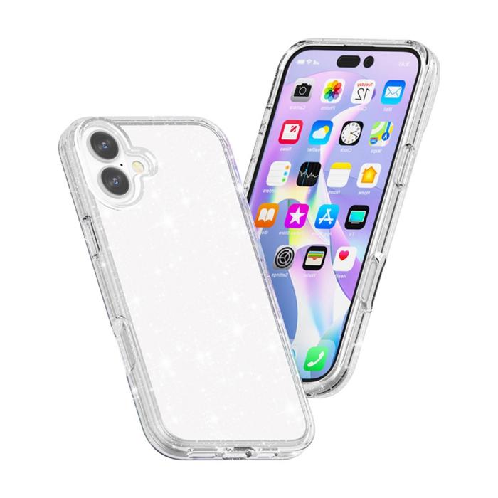 Bild 4, iPhone 17 Skal Hybrid Glitter Vit