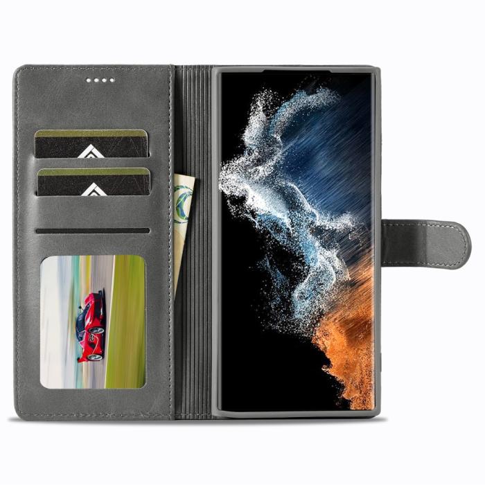 Bild 2, LC.IMEEKE Samsung Galaxy S23 Ultra Fodral Läder Grå